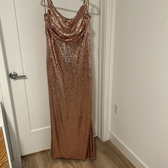 Revelry Skye rose gold sequin bridesmaid dress/formal gown. Only worn once! - Picture 5 of 6